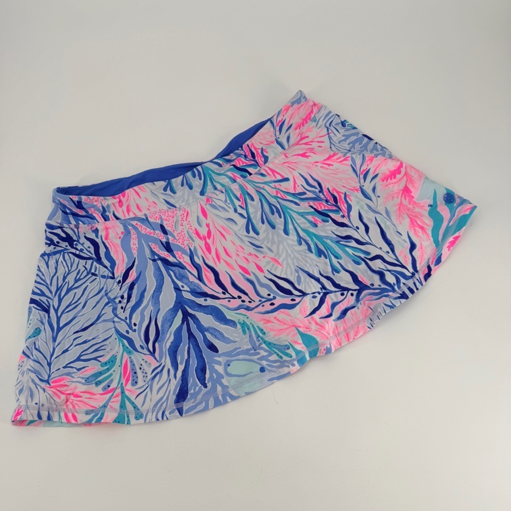 Lilly Pulitzer 13” Meryl Nylon Crew Blue Kaleidoscope Coral Skirt Skort XL